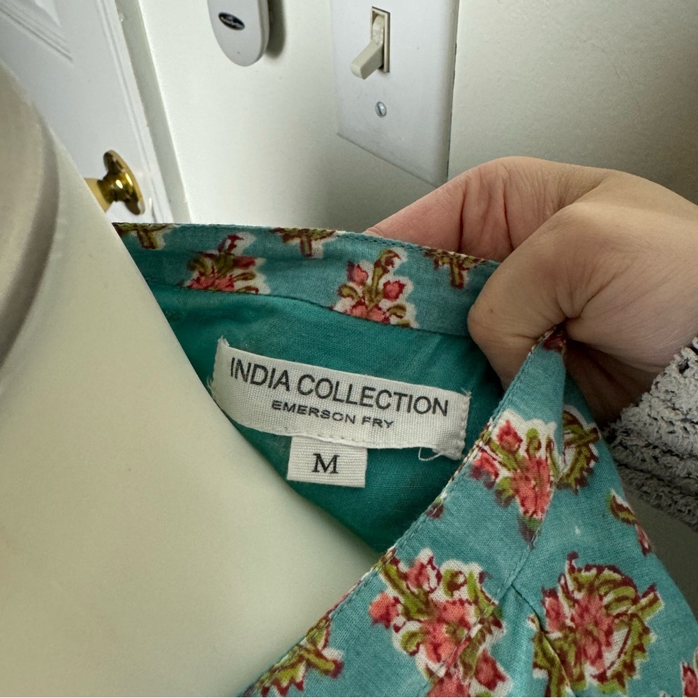 EMERSON FRY COTTON BLUE LONGSLEEVE MAXI DRESS MEDIUM - Picture 8 of 9